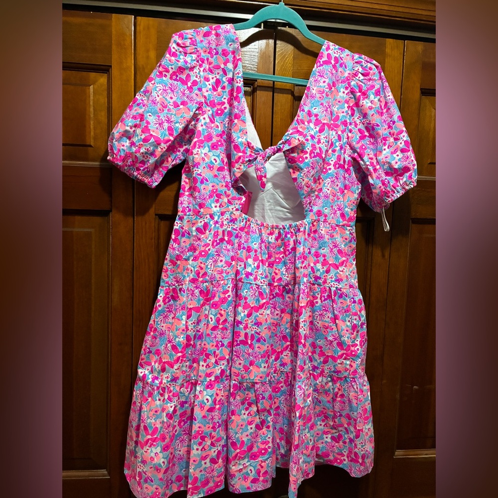 Lilly Pulitzer Aura Pink Baby Bloomer Nalani Short Sleeve Cotton Dress BNWT - Picture 3 of 8
